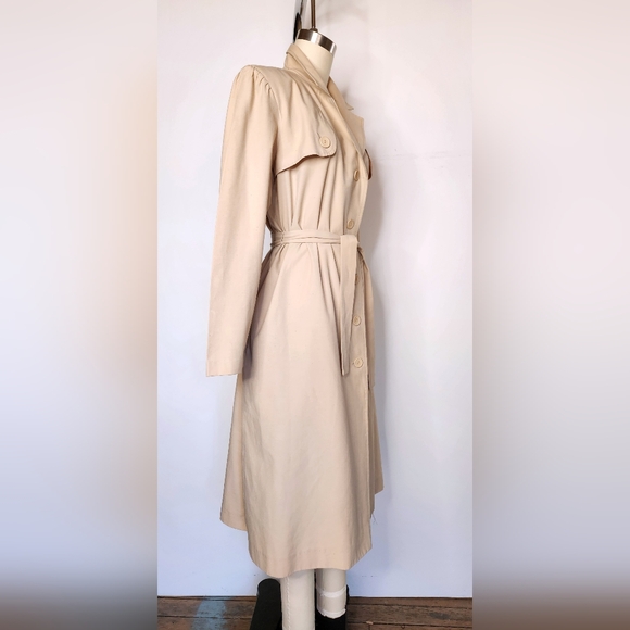 Vintage Trench Coat 70s by Julie Miller of California - Spy Coat - Beige XS S M - Picture 7 of 13
